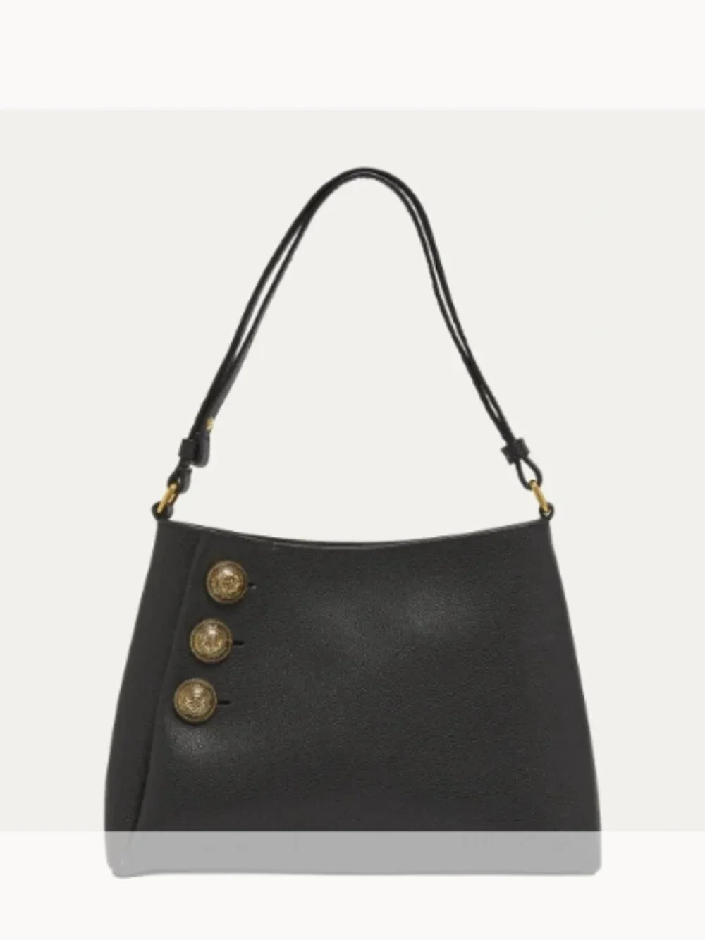 Balmain NWT Embleme Shoulder Bag in Grained Leather (ORIG. $1195) BLACK